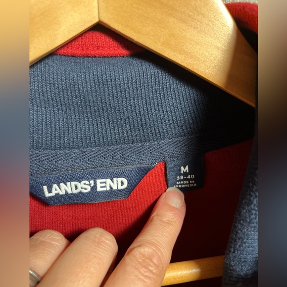Lands’ End Bedford Rib Quarter Zip Sweater Nautical Red M - Picture 4 of 8